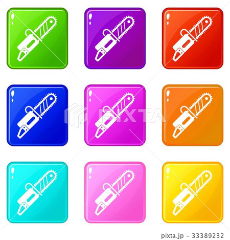 Chainsaw icons 9 set 33389232