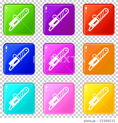 Chainsaw icons 9 set 33389232