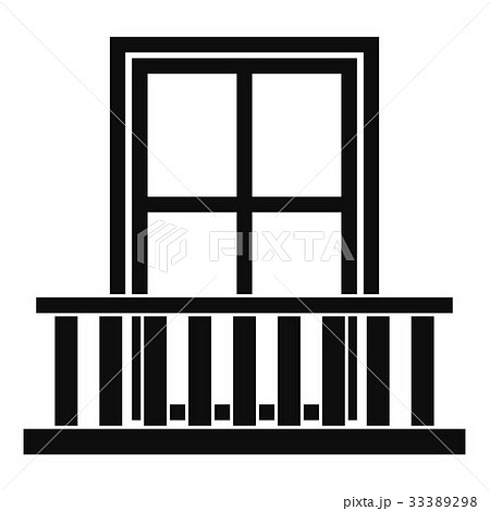 Window with balcony icon, simple style 33389298