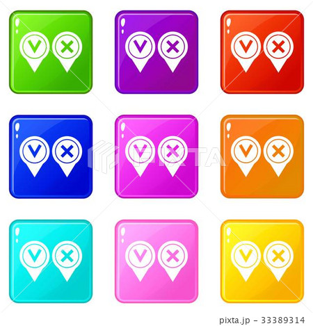 Tick affirmative and negative icons 9 set Tick affirmative and negative icons 9 set 33389314