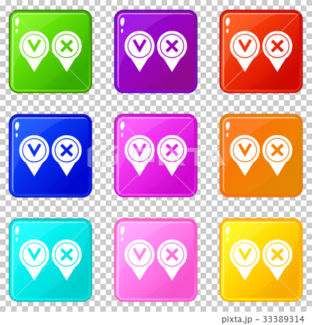 Tick affirmative and negative icons 9 set Tick affirmative and negative icons 9 set 33389314