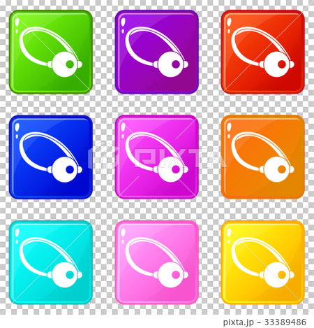 Clown nose icons 9 set 33389486