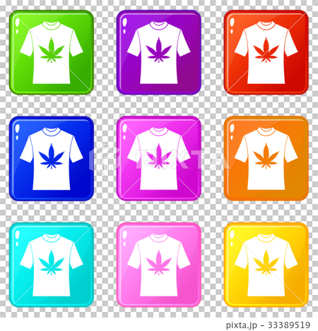 T-shirt with print of cannabis icons 9 set T-shirt with print of cannabis icons 9 set 33389519