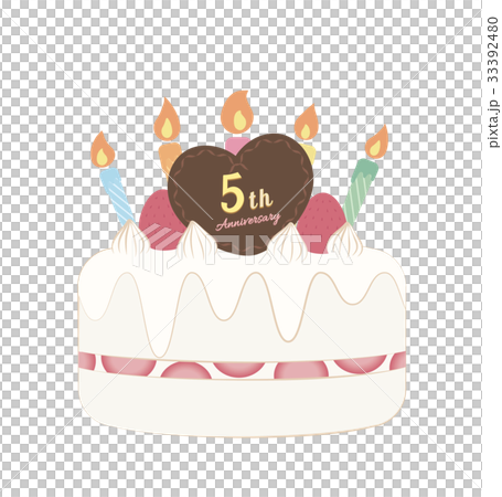 5周年記念ケーキのイラスト素材
