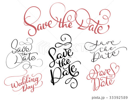 set of Save the date text on white background 33392589