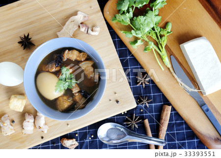 Thai cuisine (pa-lo).Eggs boiled soup with spices  33393551