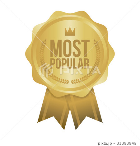 Vector Most Popular Gold Sign, Round Label 33393948