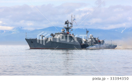 Russian warship going along the coast Russian warship going along the coast 33394350