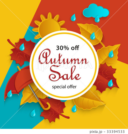 Fall sale, promotion banner with autumn leaves 33394533