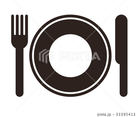 Plate, knife and fork sign 33395413