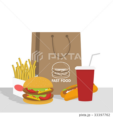 Banner with fast food with cola, hamburger  33397762