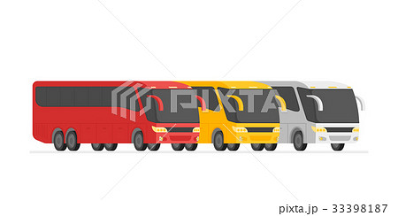 Corner view three bus on the road vector 33398187