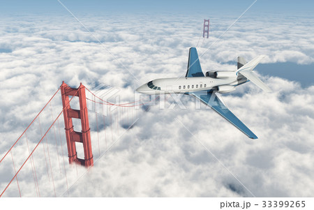 Business jet over the Golden Gate Bridge Business jet over the Golden Gate Bridge 33399265
