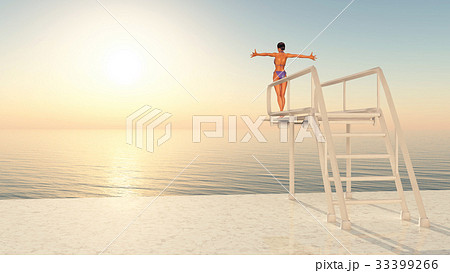 Sportswoman on a diving board 33399266
