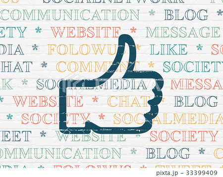 Social network concept: Thumb Up on wall 33399409