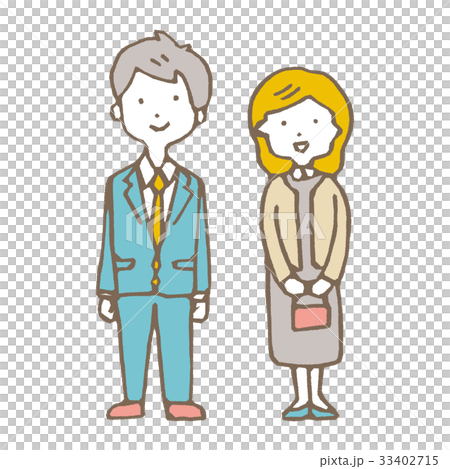 正装した夫婦【線画・シリーズ】 33402715