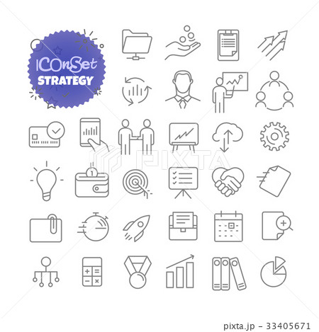 Outline icon set. Vector pictogram set. Strategy 33405671