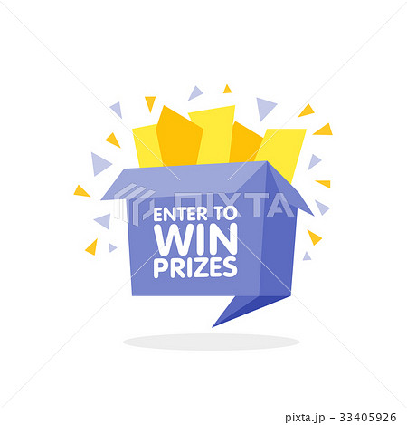 Enter to win prizes gift box Cartoon origami style 33405926