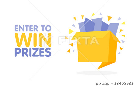 Enter to win prizes gift box Cartoon origami style 33405933