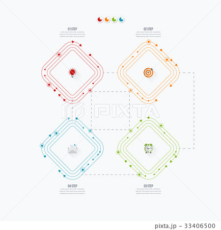 Business infographics template 4 steps with square Business infographics template 4 steps with square 33406500