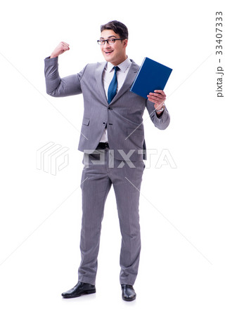 Businessman student reading a book isolated on 33407333
