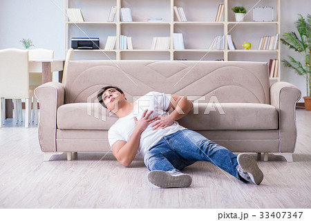 Man suffering from sick stomach and vomiting Man suffering from sick stomach and vomiting 33407347