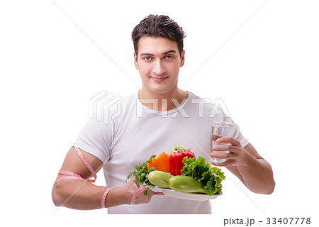 Man in healthy eating concept Man in healthy eating concept 33407778