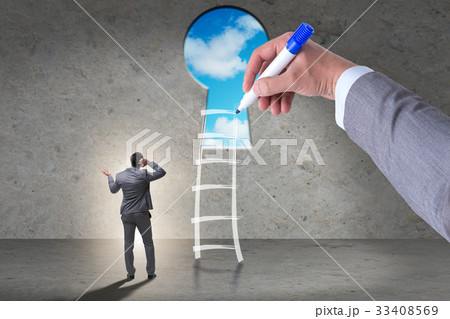 Businessman climbing career ladder in business 33408569