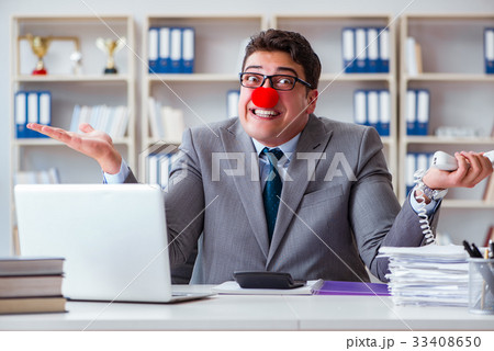 Clown businessman working  in the office 33408650