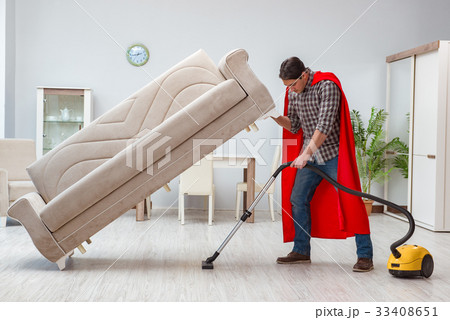 Super hero cleaner working at home 33408651