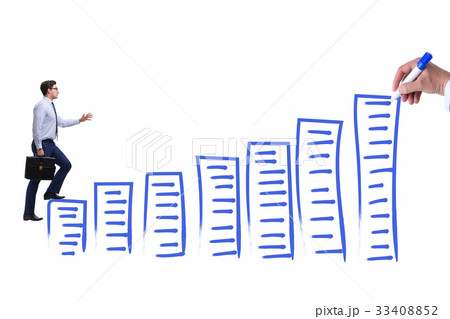 Businessman in career progress concept Businessman in career progress concept 33408852