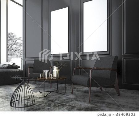 mock up living armchair near classic black wall  33409303