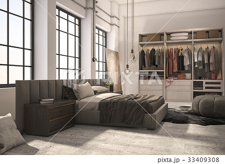 modern bedroom suite with wardrobe walk in closet 33409308