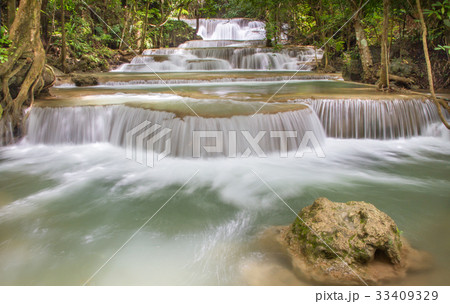 Deep forest Waterfall in Kanchanaburi, Thailand 33409329