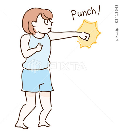 シャドーボクシングする女性 33413643