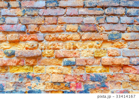 Texture of a brick wall made from an old red brick 33414167
