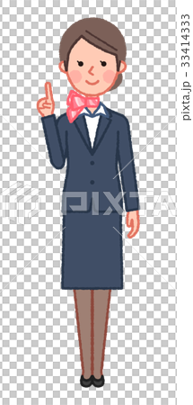 スーツ スカーフ 女性 正面 指差しのイラスト素材 スーツ スカーフ 女性 正面 指差しのイラスト素材