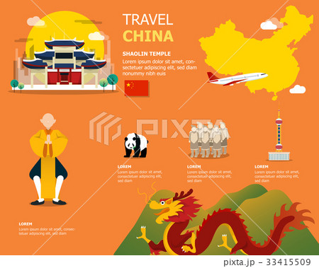 Map of the China and landmark icons for traveling 33415509