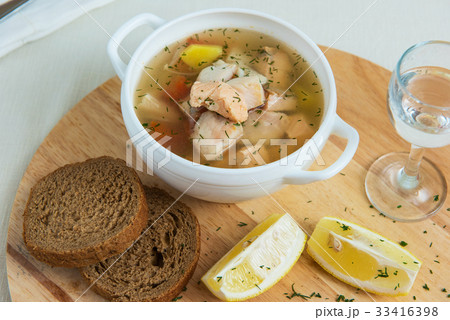 Russian traditional fish soup 33416398