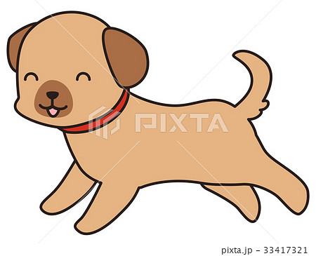 喜んで走る茶色い犬のイラスト素材