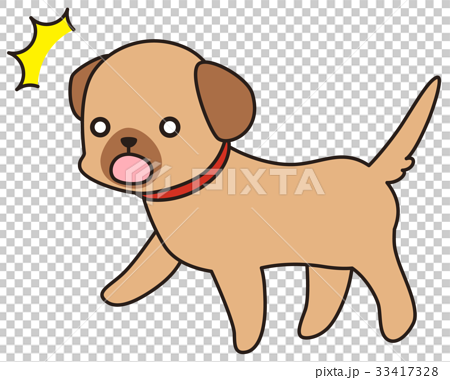 びっくりする茶色い犬のイラスト素材