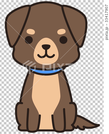 お座りする茶色い小型犬 ミニチュアダックスフンド のイラスト素材