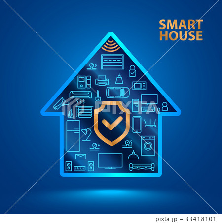 smart house with icons of household appliances. 33418101