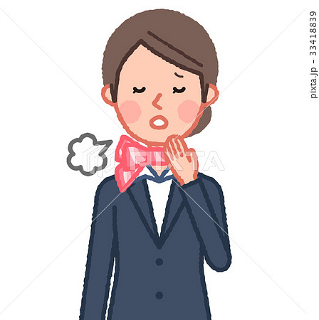 スーツ＆スカーフ　女性　正面　溜め息 33418839