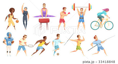 Sportsman Cartoon Characters Set 33418848