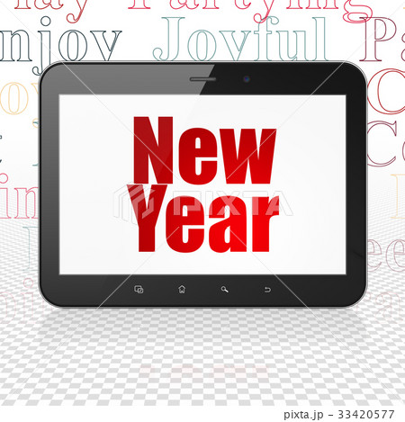 Holiday concept: Tablet Computer with New Year on Holiday concept: Tablet Computer with New Year on 33420577