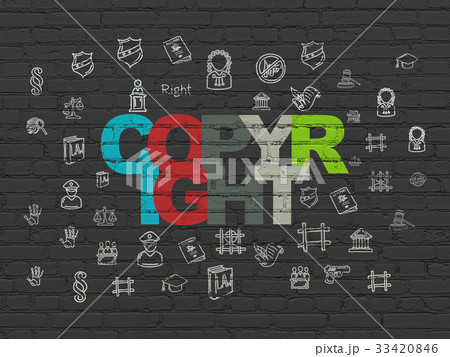 Law concept: Copyright on wall background Law concept: Copyright on wall background 33420846