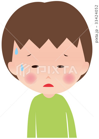 人物 表情 暑い 熱い 男の子 子供のイラスト素材