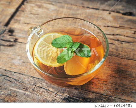 Ginger tea and mint with lemon Ginger tea and mint with lemon 33424485