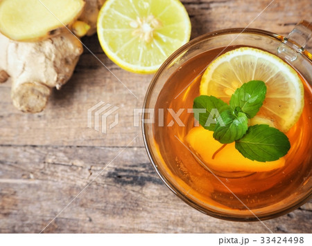 Ginger tea and mint with lemon 33424498